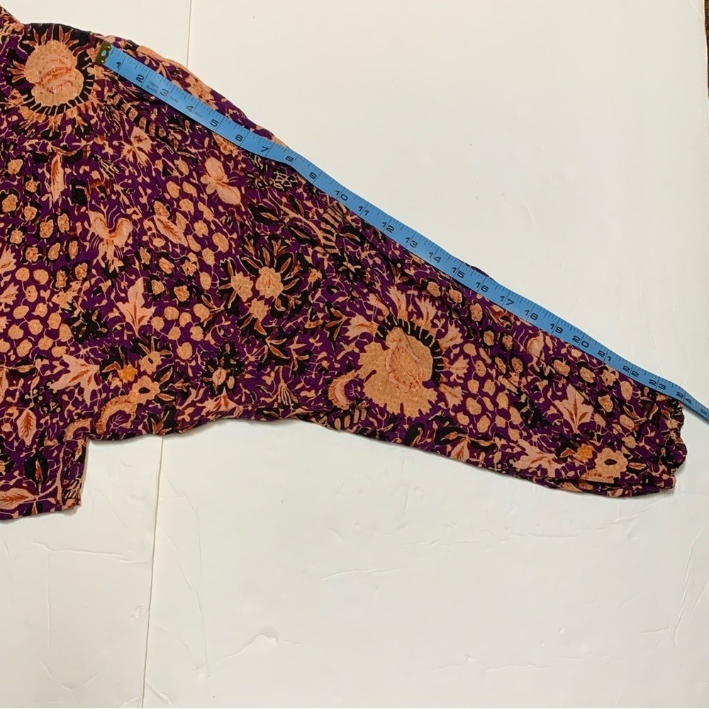 Rachel Zoe Floral Tie Waist Blouse Women’s Medium Balloon Sleeve Boho Top NWT - Picture 6 of 10